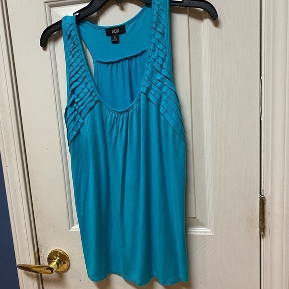 AGB Women's Size M Summer Smock Top, Tank Scoop Neck Turquoise. - Picture 2 of 9